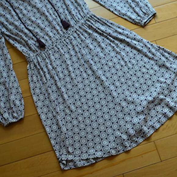 Boden Linen Blend Dress Floral Long Sleeve Pockets Tassel Tie Size 8R - Picture 5 of 14